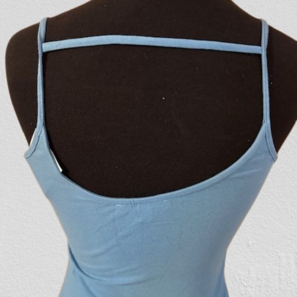 Blue V Cut Tank with Back Strap (2) - Picture 3 of 10